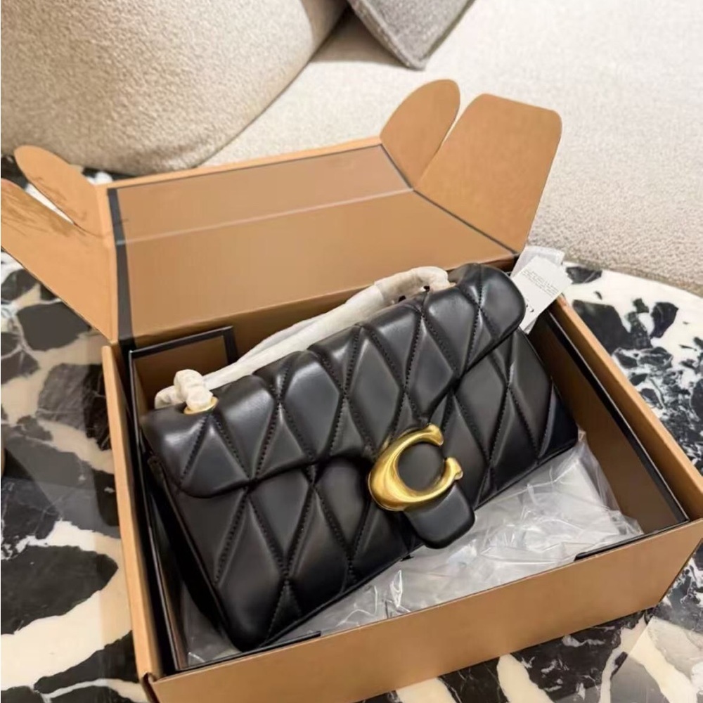 Coach Tabby 26 Quilted Black Leather Shoulder Crossbody Bag New